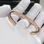 Custom 18k Pink Gold 1 Rose Sapphire Open Cuff Cartier Love Bracelet