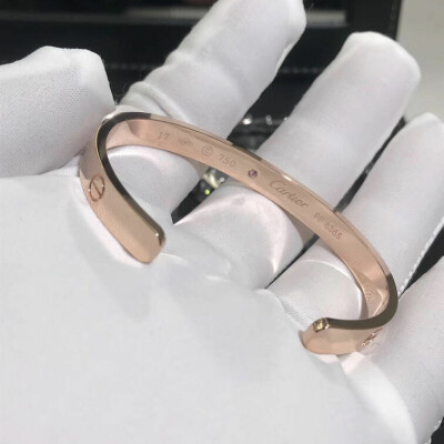 Custom 18k Pink Gold 1 Rose Sapphire Open Cuff Cartier Love Bracelet