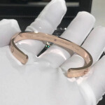 Custom 18k Pink Gold 1 Rose Sapphire Open Cuff Cartier Love Bracelet
