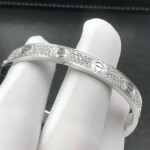 Custom 18k White Gold Cartier Love Bracelet With 204 Diamond Paved