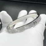 Custom 18k White Gold Cartier Love Bracelet With 204 Diamond Paved