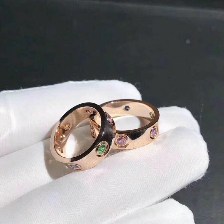 Custom Cartier 18k Rose Gold With Sapphiregarnet Amethyst Love Ring
