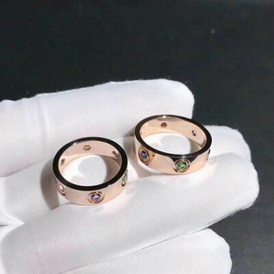 Custom Cartier 18k Rose Gold With Sapphiregarnet Amethyst Love Ring