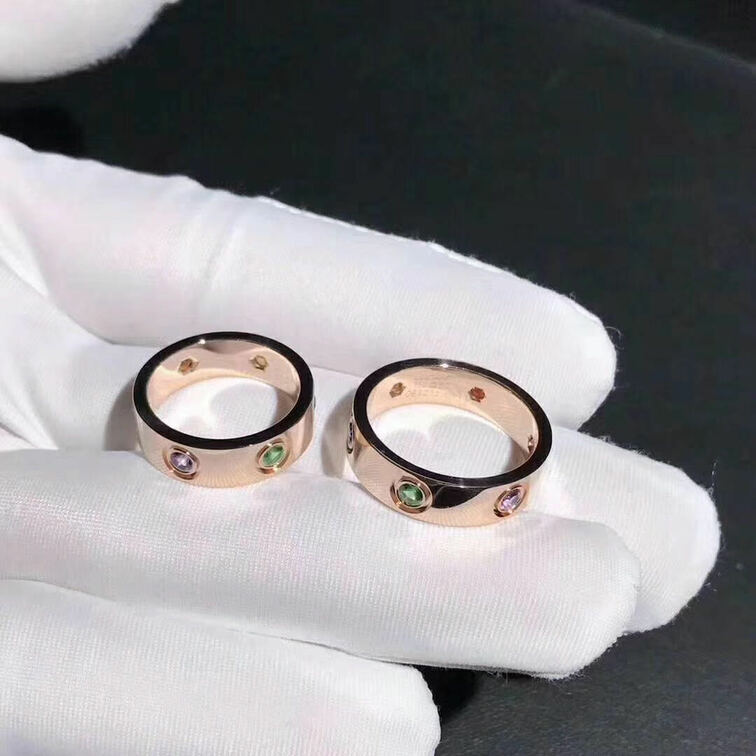 Custom Cartier 18k Rose Gold With Sapphiregarnet Amethyst Love Ring