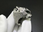 Custom Cartier 18k White Gold Full Diamond Pave Onyx Emerald Panthere De Cartier Ring
