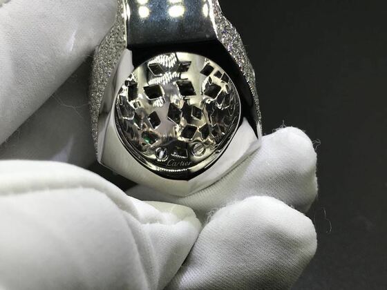 Custom Cartier 18k White Gold Full Diamond Pave Onyx Emerald Panthere De Cartier Ring