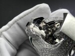 Custom Cartier 18k White Gold Full Diamond Pave Onyx Emerald Panthere De Cartier Ring