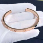 Custom Made 18k Pink Gold Cartier Open Cuff Love Bracelet