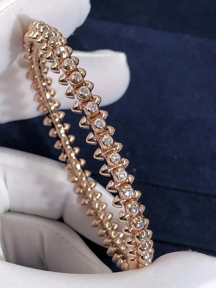 Custom Made 18k Pink Gold Clash De Cartier Diamond Bracelet