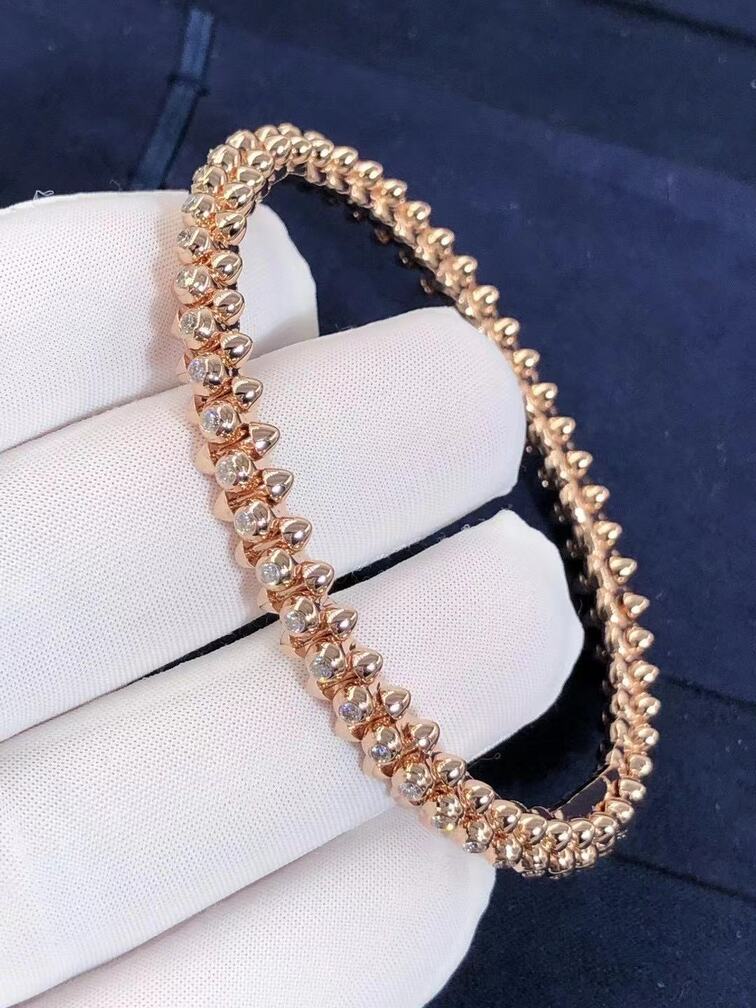 Custom Made 18k Pink Gold Clash De Cartier Diamond Bracelet