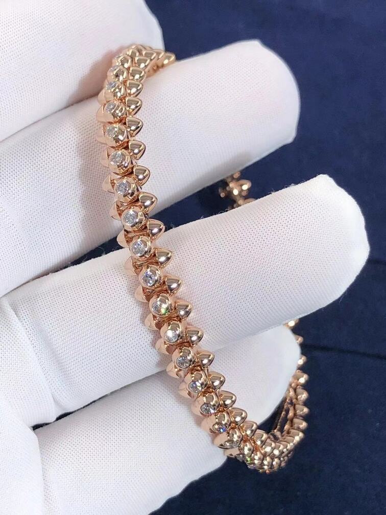 Custom Made 18k Pink Gold Clash De Cartier Diamond Bracelet
