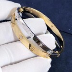 Custom Made 18k Yellow Gold And White Gold With 12 Diamond Cartier Love Bracelet