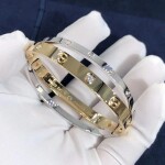 Custom Made 18k Yellow Gold And White Gold With 12 Diamond Cartier Love Bracelet