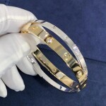 Custom Made 18k Yellow Gold And White Gold With 12 Diamond Cartier Love Bracelet