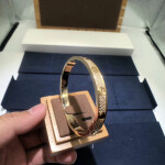 Custom Made 18k Yellow Gold Cartier Love Bracelet With Pave 204 Diamonds
