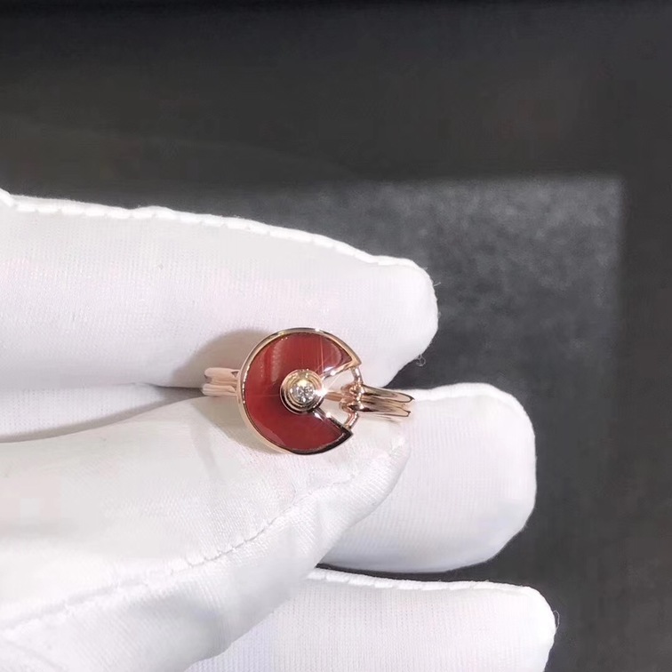 Custom Made Amulette De Cartier Ring Xs Model 18k Pink Gold Carnelian