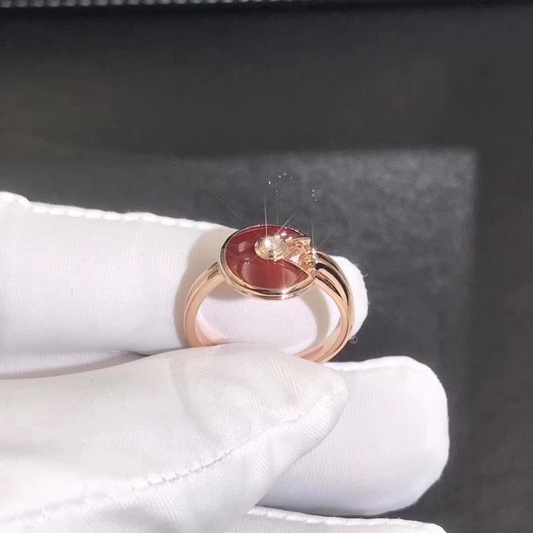 Custom Made Amulette De Cartier Ring Xs Model 18k Pink Gold Carnelian