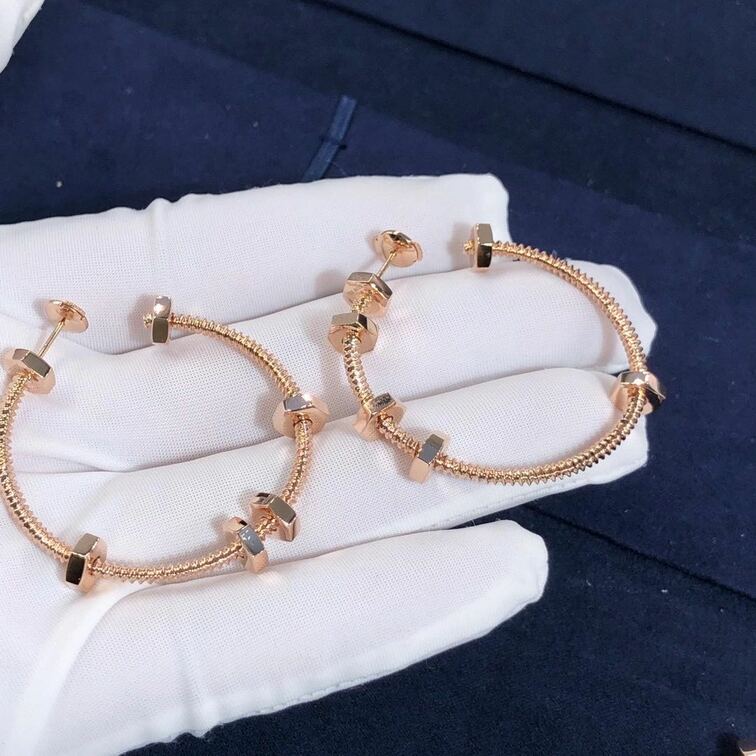 Custom Made Cartier 18k Pink Gold Ecrou De Cartier Earrings
