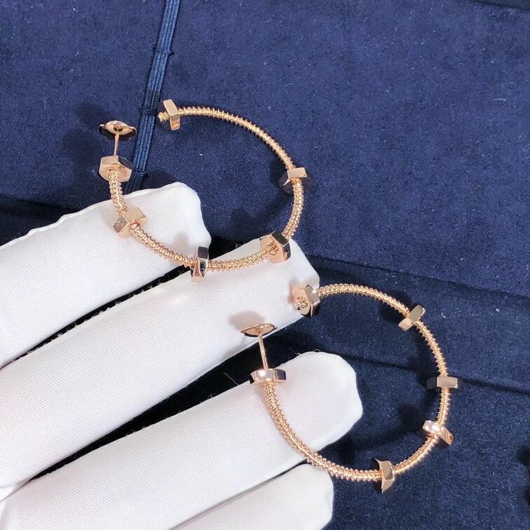 Custom Made Cartier 18k Pink Gold Ecrou De Cartier Earrings