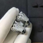 Full Diamond Pave Onyx Emerald Panthere De Cartier Ring