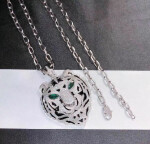 Handmade 18k Gold Diamond Cartier Necklace With Charming Tiger Head Design