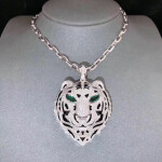 Handmade 18k Gold Diamond Cartier Necklace With Charming Tiger Head Design