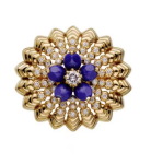 Inspired 18k Yellow Gold Cactus De Cartier Bracelet With Lapis Lazuli And Diamonds