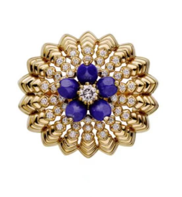 Inspired 18k Yellow Gold Cactus De Cartier Bracelet With Lapis Lazuli And Diamonds