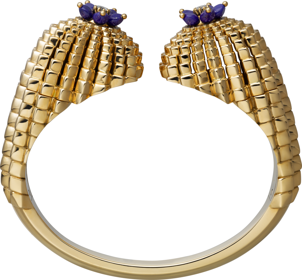 Inspired 18k Yellow Gold Cactus De Cartier Bracelet With Lapis Lazuli And Diamonds