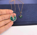 Inspired Amulette De Cartier Necklace 18k Pink Gold Malachite Medium Model