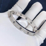Inspired Cartier Love Bracelet 18k White Gold Black Ceramic Paved Diamonds