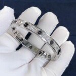 Inspired Cartier Love Bracelet 18k White Gold Black Ceramic Paved Diamonds