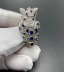 Inspired Panthere De Cartier Ring Platinum With Sapphiers Emeralds And Diamonds