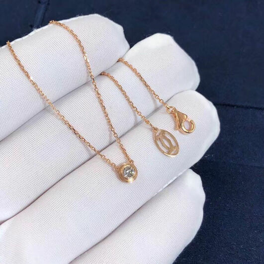 Large Model 018ct Cartier Diamants Legers Necklace Pink Gold