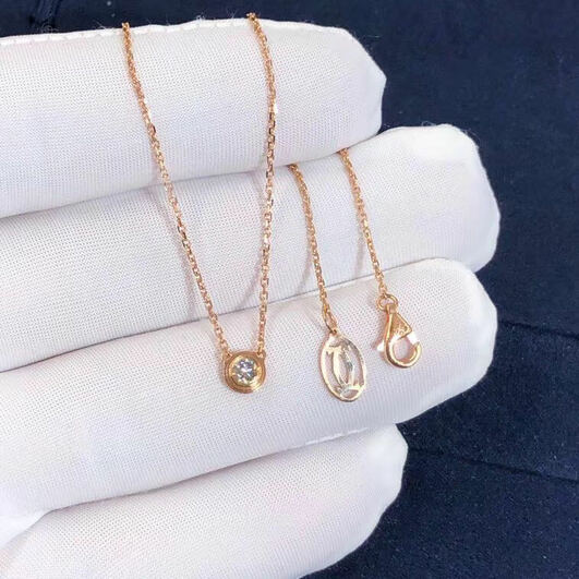 Large Model 018ct Cartier Diamants Legers Necklace Pink Gold