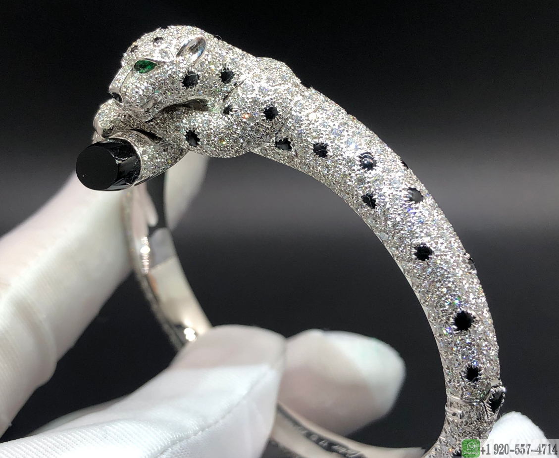 Panthere De Cartier Bracelet Pave 833pcs Diamonds And Onyx