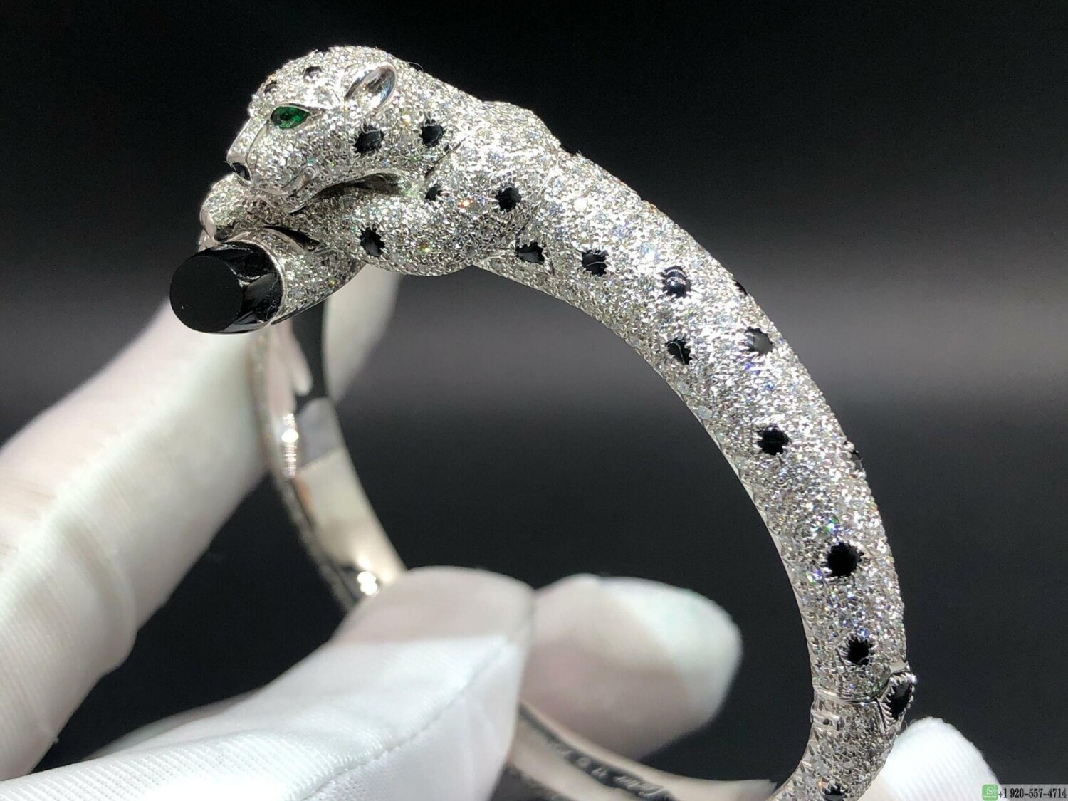 Panthere De Cartier Bracelet Pave 833pcs Diamonds And Onyx
