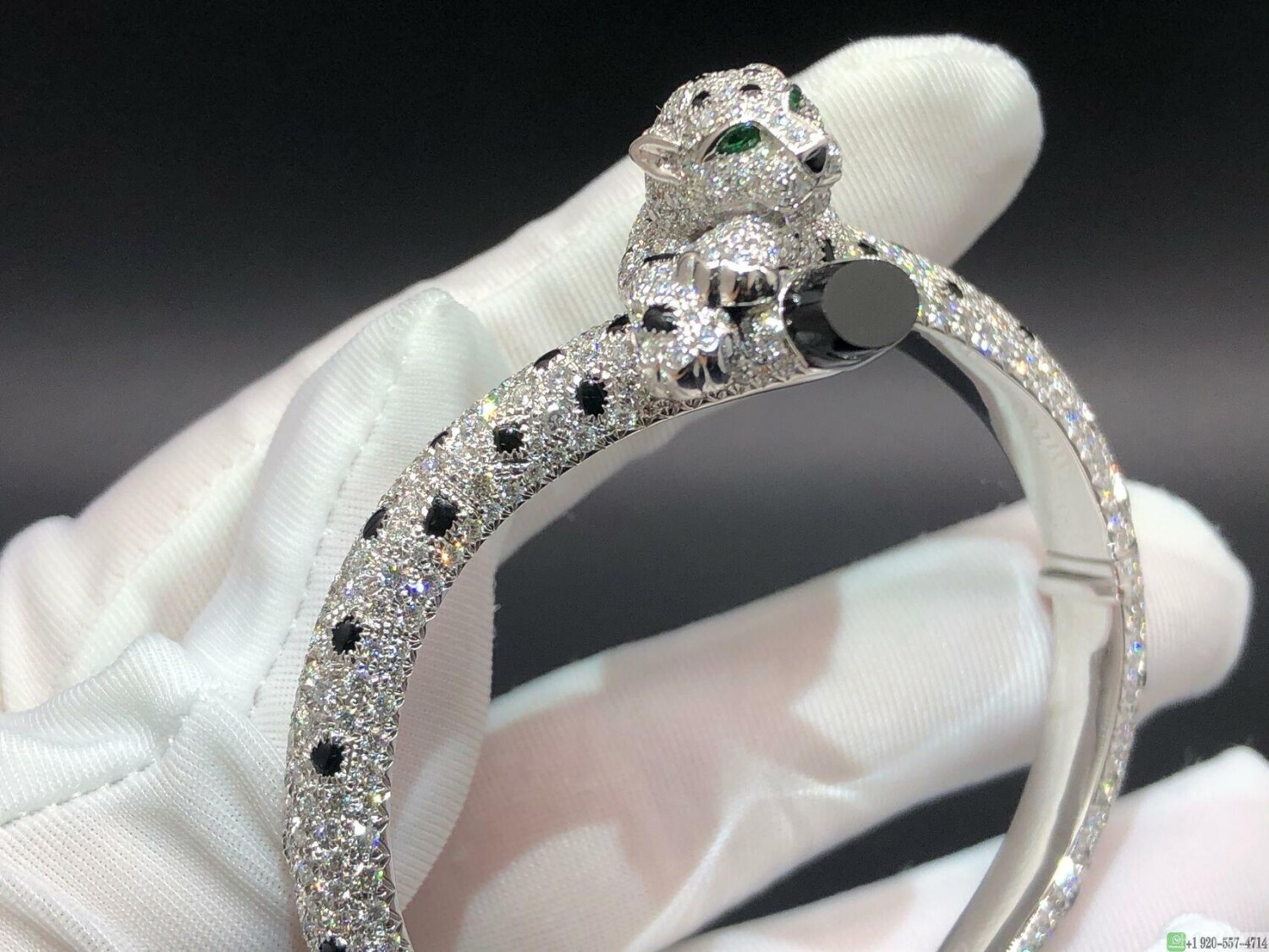 Panthere De Cartier Bracelet Pave 833pcs Diamonds And Onyx