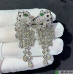 Panthere De Cartier Earrings In Platinum Set With 310 Brilliant Cut Diamonds Emeralds Onyx