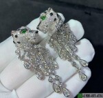 Panthere De Cartier Earrings In Platinum Set With 310 Brilliant Cut Diamonds Emeralds Onyx