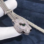 Panthere De Cartier Necklace White Gold Diamonds Emeralds Onyx