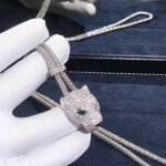 Panthere De Cartier Necklace White Gold Diamonds Emeralds Onyx