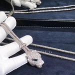 Panthere De Cartier Necklace White Gold Diamonds Emeralds Onyx
