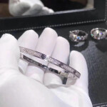 Solid 18k White Gold Cartier Love Bracelet Paved Diamonds