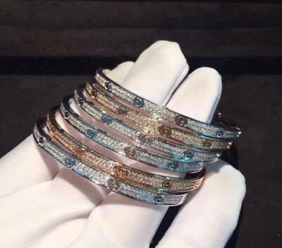 Solid 18k White Gold Cartier Love Bracelet Paved Diamonds