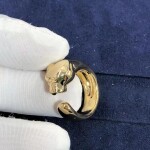 Solid Panthere De Cartier 18k Yellow Gold Tsavorite Garnets And Onyx Ring