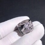 White Gold Panthere De Cartier Ring Black Lacquer Emeralds Onyx Diamonds