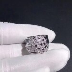 White Gold Panthere De Cartier Ring Black Lacquer Emeralds Onyx Diamonds