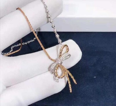 Chaumet Insolence Diamond Bow Pendant Necklace