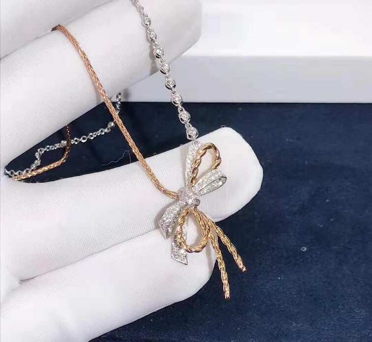 Chaumet Insolence Diamond Bow Pendant Necklace